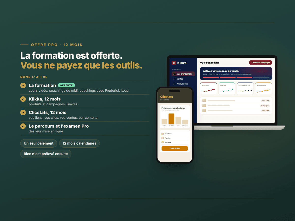 Offre Pro — Klikka + Clicstats, 12 mois